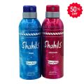 Body Spray Perfumed Pack of 2 Big Bottle 200ml Gifting Set Wow Shahils Blue For Men and Shahils For Women Lucky Brand Fragrance Fresh Scent Perfumed Body Spray For Men and Women Value Budget Gifting Birthday Anniversary Unisex Body Spray Gifting For All. 