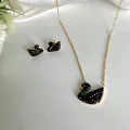 Iconic Swan Pendant & Stud Earring Set-Black Swan-Pure Stainless Steel-Anti tarnish Material-Imported Thai Quality-Water/Sweat Resistant.