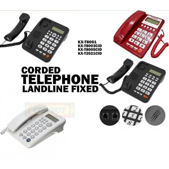 Pashaphone KX-T8001CID landline Caller ID phone With LCD Display Screen Desktop Phone White Desktop Home Business Office Corded Phone Telephone Corded Phone Speaker Identifier and Calculator PTCL Landline for Home Office Redial Flash and Pre Dialing Funct