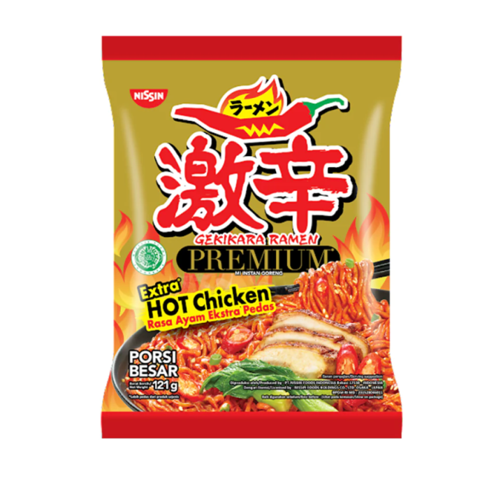 NISSIN GEKIKARA RAMEN NOODLES PREMIUM EXTRA HOT CHICKEN 121GM