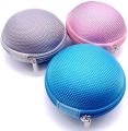 Portable Earphone Carrying Case, Zipper Storage for Headphones and Accessories, Round Shape, Durable. 