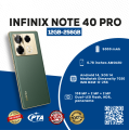 Infinix Note 40 Pro, 12GB RAM + 256GB ROM, 120Hz AMOLED LCD 6.78 inches Display, 5000 mAh Battery, 108MP Triple Camera, Mediatek Dimensity 7020 Chipset, With 1 Year Warranty. 