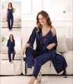 Nighty Set 3 Piece Night Wear For Women / Beautiful Night Dress / Sleepwear Nighty (GOWN + Inner Dress + Trouser) - RED. 