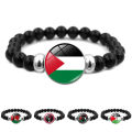 Wholesale Palestinian Flag Bracelet Creative Personality Black Beaded Bracelet Jewelry for men and women. 