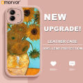 AMORVOR for Samsung A04 Back Cover Oil Painting PU Leather Case Soft Silicone Edge Mobile Cover. 