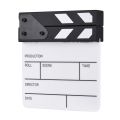 Compact Size Acrylic Clapboard Dry Erase TV Film Movie Director Cut Action Scene Clapper Board Slate - white + black. 