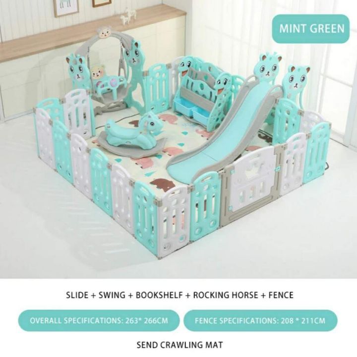 Kids Slide Swing Foldable Playpen for Children