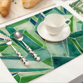 1Pcs Green Leaf Plant Pattern Dining Table Mats Kitchen Placemat Coaster Cotton Linen Pad Bowl Cup Mat 42*32cm Home Decor MP0029. 