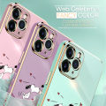 (Free Lanyard) Luxury 6D Plating Case for iPhone XS MAX Phone Cases Happy Cartoon Puppy Side Print Soft Silicone Square Back Cover. 