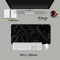 black Topographic Mousepad Extended Game Mousepad Large Gaming Mousepad Stitched Edge Deskpad. 