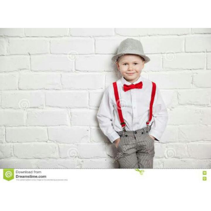 Red Broad Strip Suspenders Gallus with Bow Tie For kids fashion