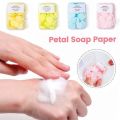 Random Disposable Soap Paper Cute Mini Hand Soap Flower-Shaped Paper Soap With Box Hand Soap Paper Portable Student Petal Soap Flakesm. 