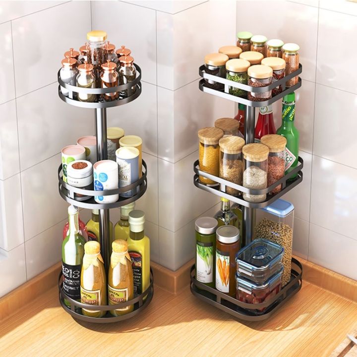 Corner Herb Rack For Kitchen Corner Shelf Organizer 2-Tier Spice