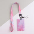 Lanyard with ID Clip, Cute Silk Lanyard Neck with Badge Reel ID Clip with Metal Clip, for students, teachers, office workers, keys, wallets, girls, women gifts (marbled). 