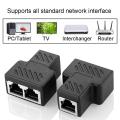 2Pcs 1 to 2 LAN Ethernet Network Cable RJ45 Female Splitter Connector Adapter. 