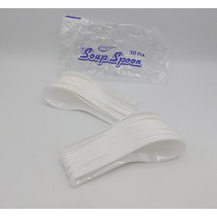 PLASTIC SOUP SPOONS IN WHITE COLOR PACK OF 30 SPOONS