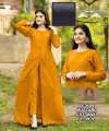 Button Centre Cut Style Long Frock With Plain Trouser/ Long Maxi with Trouser/Readymade/Maxi for GIRLS. 