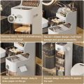 4 Layer Slim Organizer Cabinet Bathroom Standing Cabinet, Bathroom Floor Cabinet with Drawers. 
