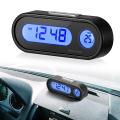 Mini Electronic Clock Time Watch Auto Dashboard Clocks Luminous Thermometer Black Digital Display Car Accessories. 