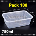 750ml Disposable Food Storage Box, Clear Transparent Plastic, 750ml Microwave Plastic Box, 750ml Disposable Tiffin Box. 