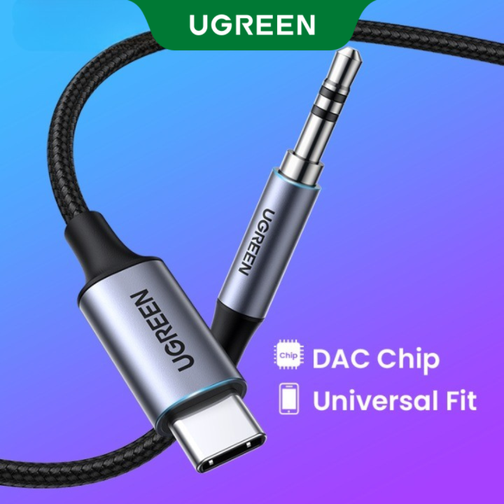 UGREEN USB C to 3.5mm Male to Male Audio Cable with DAC Chip Type C Aux Cable for Car, Speaker, Headphone, Phones, iPad, Macbook, Aluminum Nylon Braided