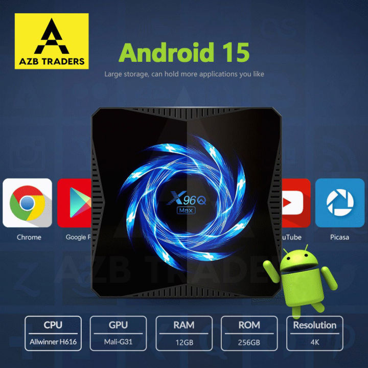 X96Q Max - 12GB+256GB - Android 15 - 4K - Bluetooth - Smart Android Tv Box