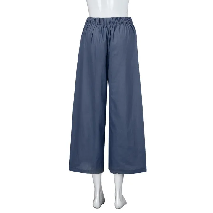 Women%20Palazzo%20High%20Waist%20Wide%20Leg%20Culottes%20Cotton%20Linen%20Trousers%20Loose%20Pants%20PA173%20-%20Image%204