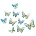 3D Ice Crystal PVC Holographic Butterfly for Decor, Assorted Color 10 Pcs, Removable Reuseable Stickers for Wall, Living Room Mural, Party Cake Balloons Bouqets Wedding Decoration Decals, Butterflies Fridge Kids Bedroom Nursery Sticker, DIY Arts & Craft. 