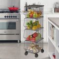 5 Tier Metal Wire Basket Kitchen Rotating Trolley Portable Storage Rack  for Fruits & Vegetable Onion Cutlery, Spice,Jars organizer. 
