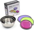 New Kitchen Pro Multicolour Airtight Lid Bowls Stainless Steel Food Storage Container for Regular Need - Set of 3 Pcs. 