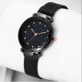 AlRashid Shopping Store Black Color 12 Point Diamond Studded Magnet Stainless Steel Wrist Watch Magnet For Girl-Woman. 