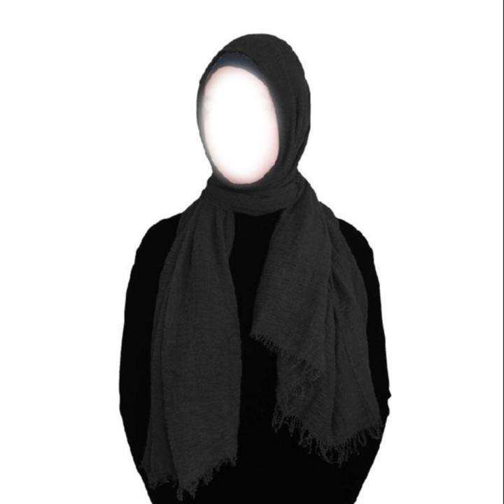 Crimps Hijab Scarf Pure colour Breathable Crimped Scarf For Womens Ready To Wear Hijab for All Seasons