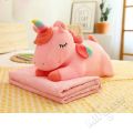 Baby Cute N Lovely Stuffed Animal Pillow Plush Toy Set With Blanket Soft Warm Folding Blanket - Infant Toddler Kids Blanket with Character Head Or Back Support Pillow. 