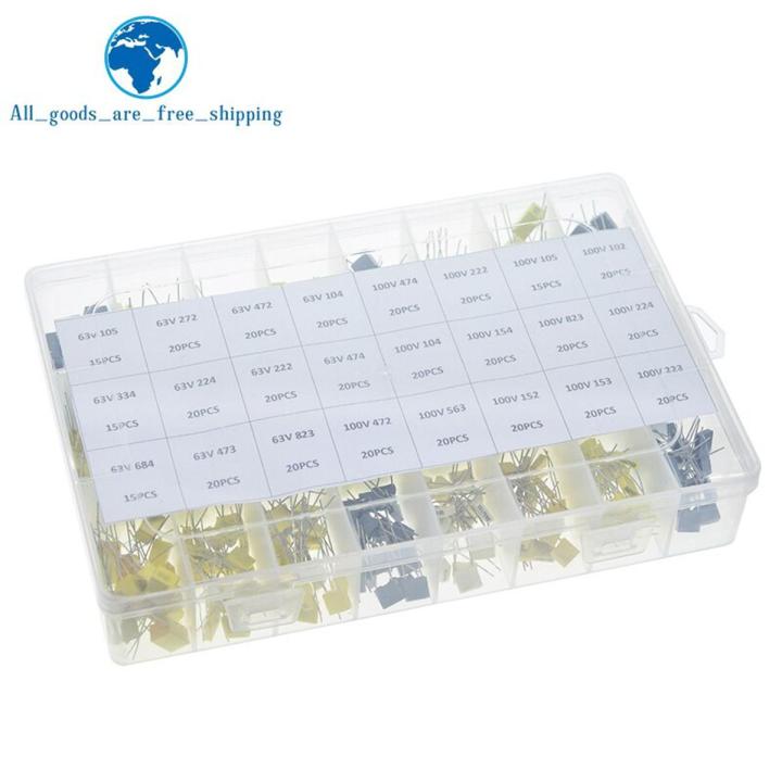 460PCS/BOX 63V 100V 24 Value Correction Capacitor Package Kit Polypropylene Safety Plastic Film 105-823 Set