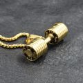 Dumbbell go fit Pendant Fitness Bodybuilding Gym gold black color Crossfit Barbell Necklace Fitness Jewelry 316L Stainless Steel. 