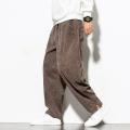 Yfashion Men Corduroy Pants Casual Solid Color Mid-waist Straight Harem Trousers Large Size Loose Wide Leg Pants color. 