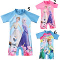 bellylady Girls  One-piece  Swimsuit Ice Snow Princess Print Sunscreen Swimsuit For 1-6 Years Old. 