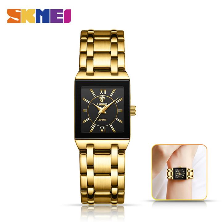 SKMEI x LIEBIG Men Women Watch Imported movement Stainless Steel Quartz Watch Waterproof Fashion Business Watch For Men Women L1029