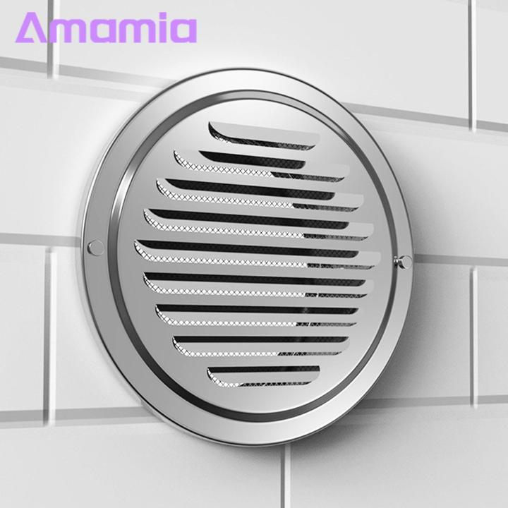 Stainless Steel Vent Cover Air Vent Cover Stainless Steel Exhaust Pipe Grille Flat Ducting Wall Inlet with Built-in Fly Screen Mesh Ventilation Rainproof Vent Cover