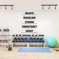 Motivational Gym Values Wall Sticker Fitness Bodybuilding Believe Strong Secret Inspirational Quote Wall Decal Vinyl Decor. 