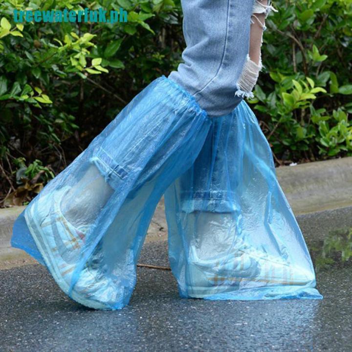 【waterfuk 5Pair Disposable waterproof thick plastic rain shoe covers anti-slip