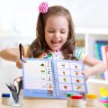 Children's Magic book,  Practice Copybook Set - Reusable Handwriting 4 Magic Books Set for Kids with Writing and Calligraphy - Includes 1 Magic Pen, 10 Refills, and 1 Grip. 
