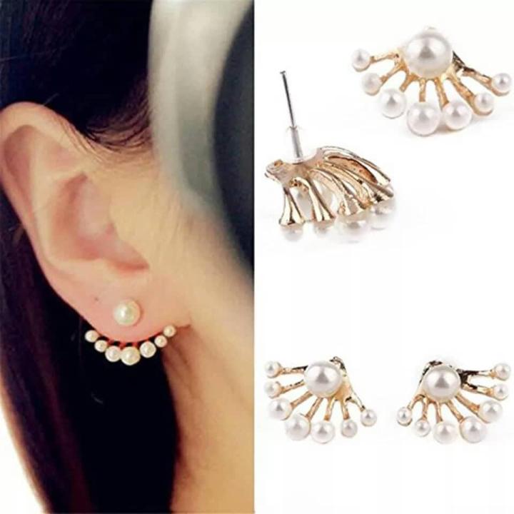 Golden%20Pearls%20Flower%20Girls%20Earring%20Trendy%20Fashion%20Women%20Jewellery%20Stud%20Earrings%20-%20Image%203