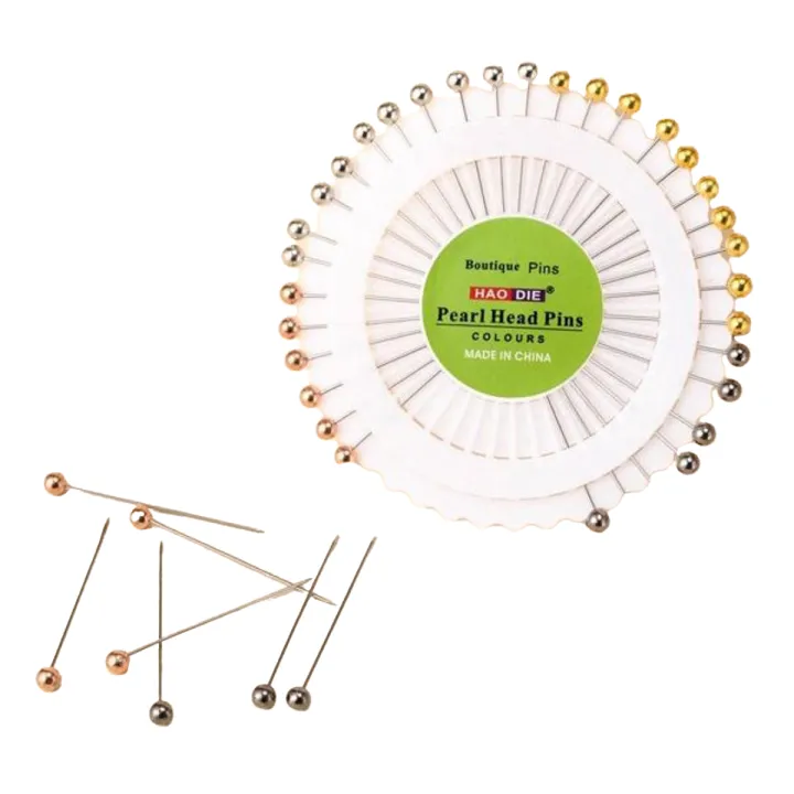 6-Pack Black Pearl Tailor's Pins - Snag-Free For Hijabs, Scarves, Dressmaking & Crafts