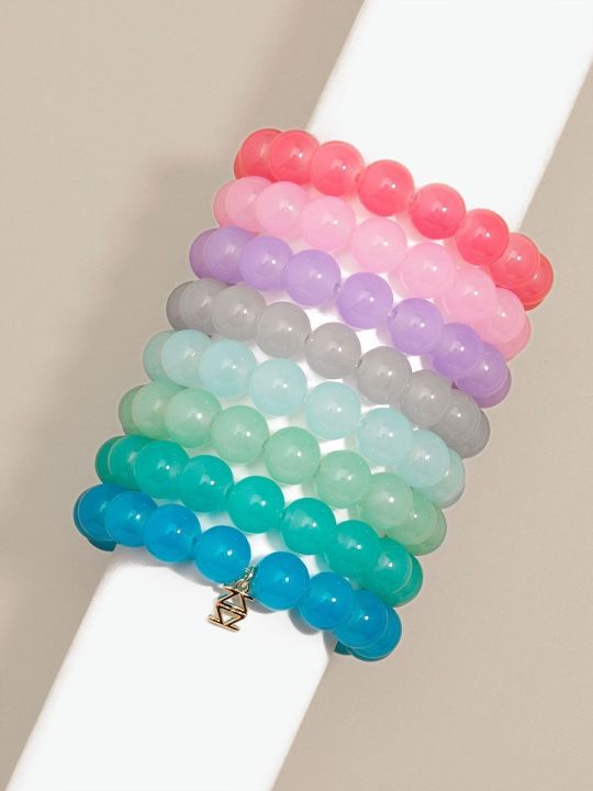 Colorful Glass Pearl Bracelet Collection - Perfect Stylish Accessories for Girls with a Korean Flair"