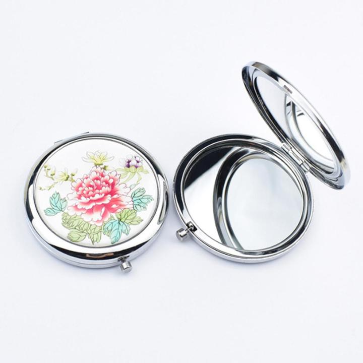 Mini Makeup Compact Pocket Mirror Flower Butterfly Bamboo Metal Portable Two-side Folding Makeup Mirror Vintage Cosmetic Mirrors