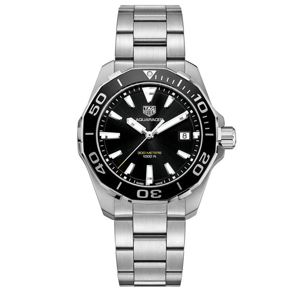 Tag Heuer Aquaracer Silver Stainless Steel Black Dial  Quartz Watch for Gents - WAY111ABA0928