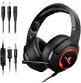 LYCANDER 568 Gaming Headset with Mic for Xbox 360 One S/X PS4 Switch and Windows PC, Mac iOS PC/Surround Sound Over-Ear Gaming Headphones with Noise Cancelling Mic, LED Lights, Volume Control for iOS device, Android device,Smart Phone, Laptops,Mac, iPad. 