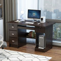 Home Office Desk ,4 Drawer Simple Study Black Desktop Table Bedroom Wooden Pc Computer Desk. 