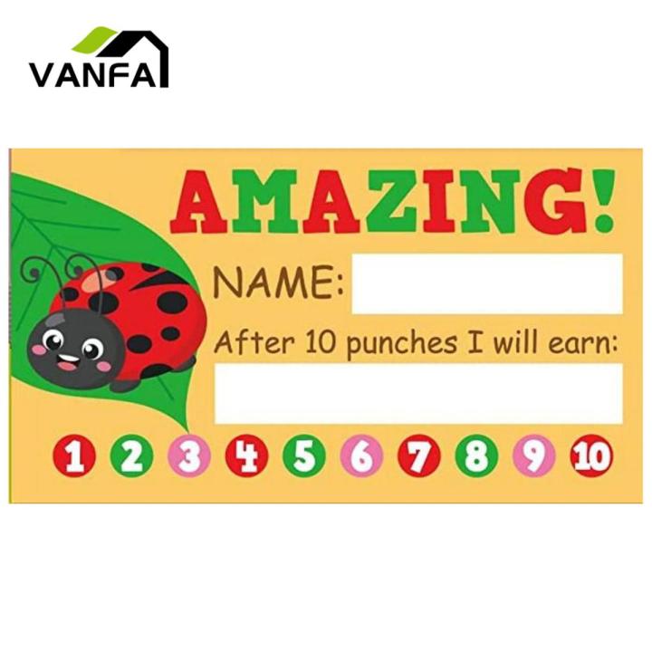 Punch Cards Motivational Cartoon Animals Reward Cards Child Toy